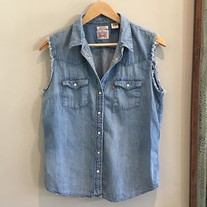 💎 Levi’s Distressed Sleeveless Classic Fit Shirt